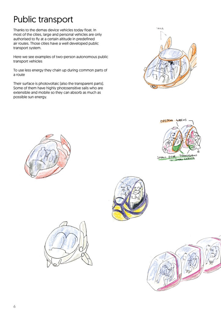 Public Transport page of a world building teaser booklet for AGES to the COSMOS