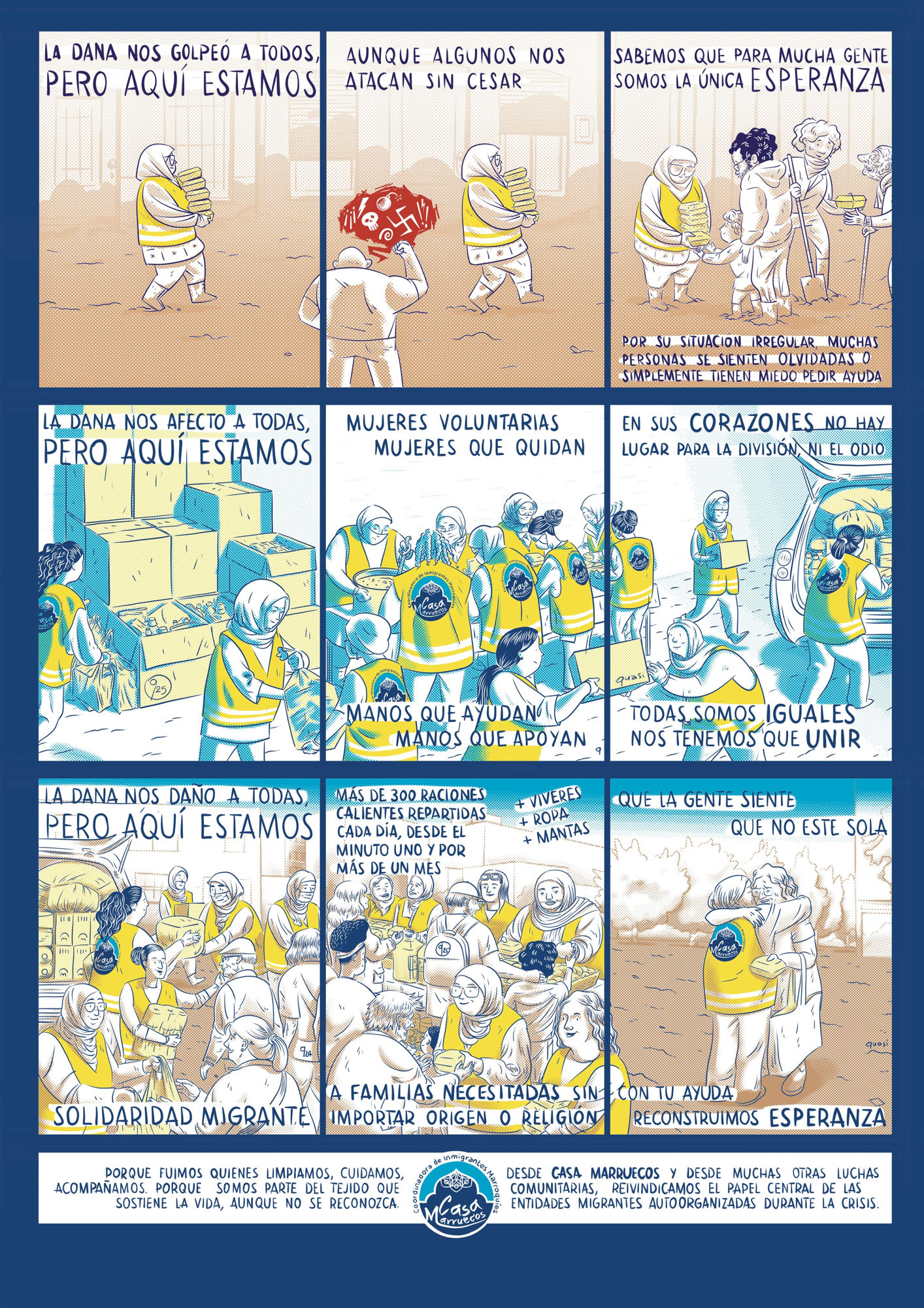 Informational comic by quasi about the grassroot work of Casa Marruecos.