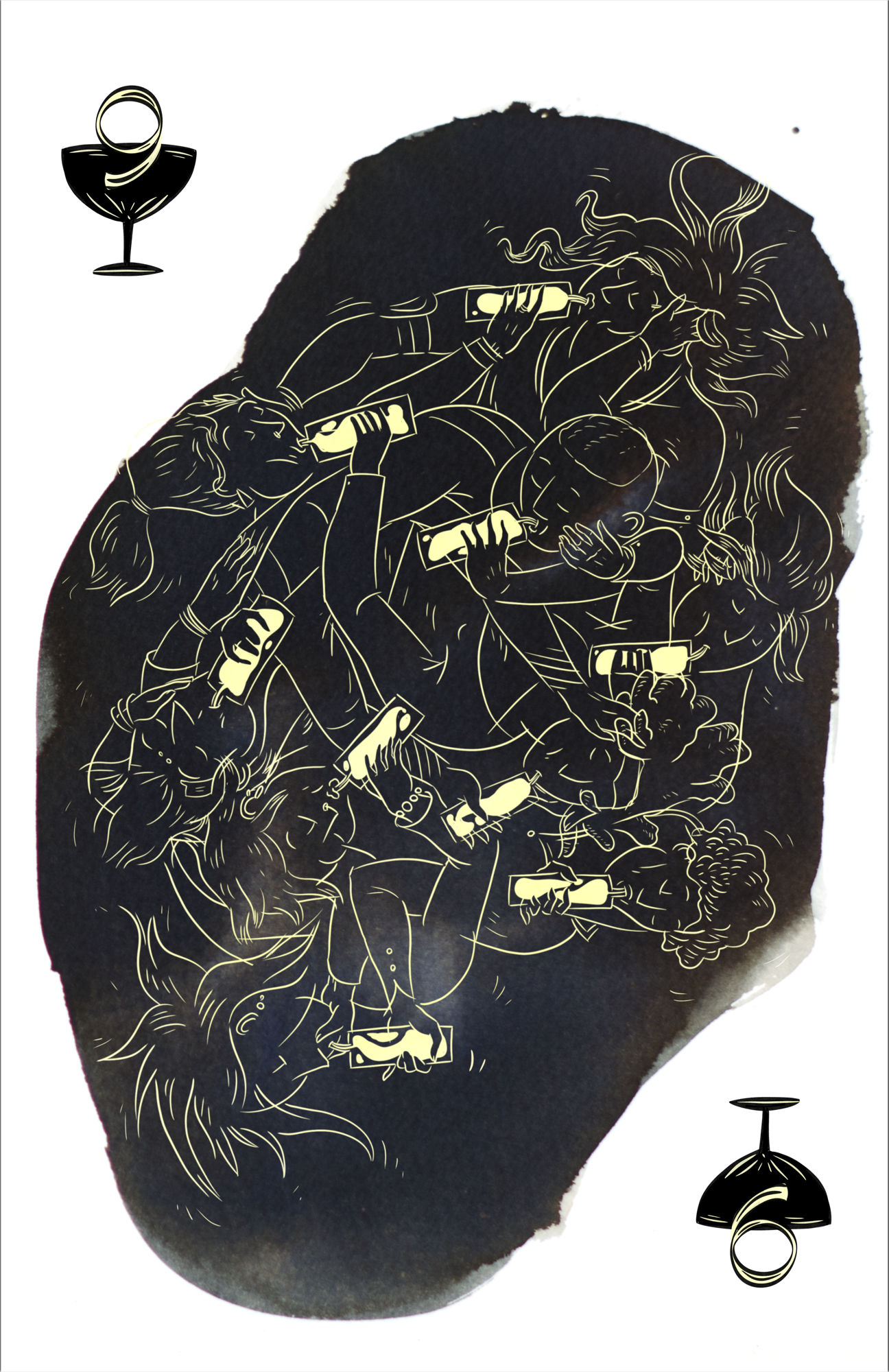 Card design by quasi of the nine of cups, for the Spanish card deck