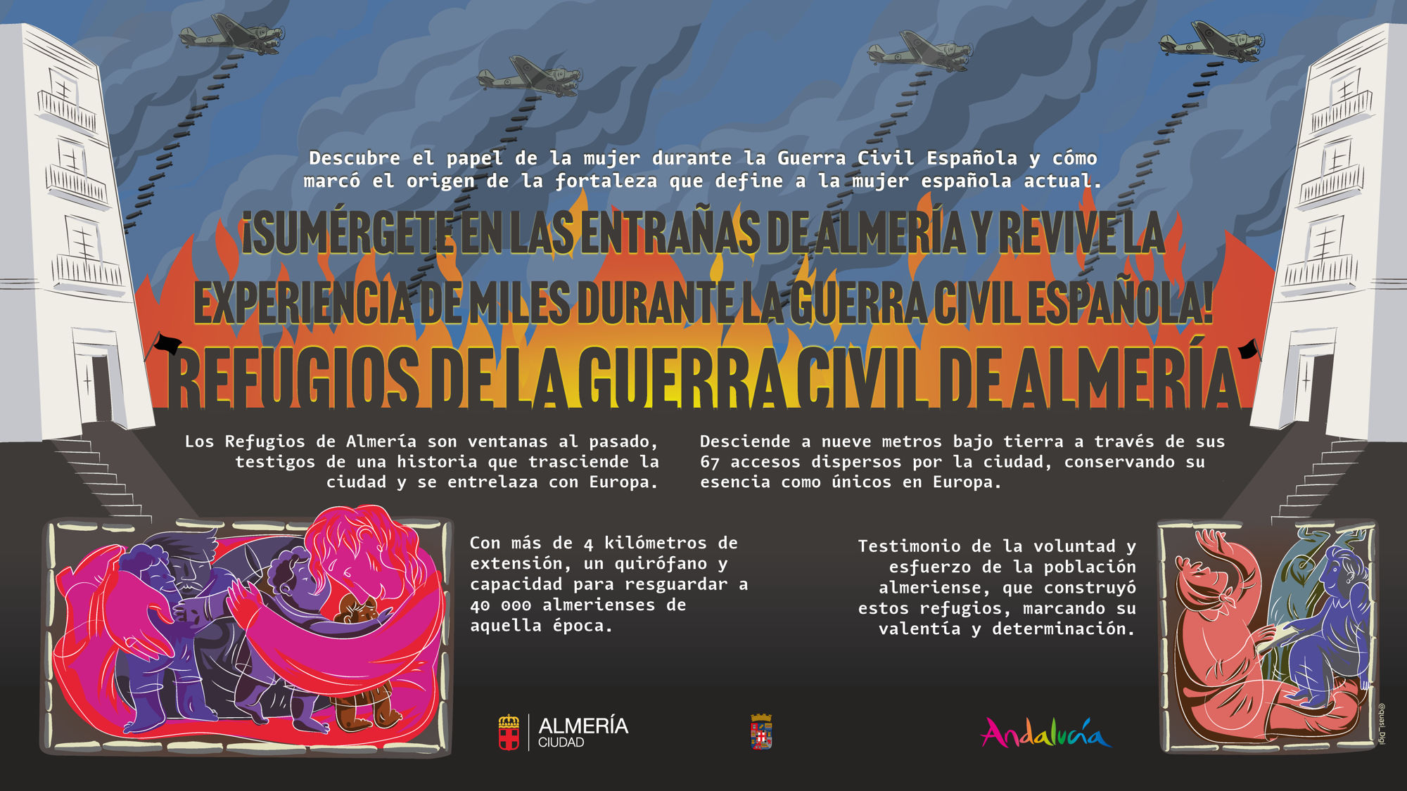 Promotional flyer design by quasi for a mural on the back of the Cervantes Theatre of Almeria, Spain.