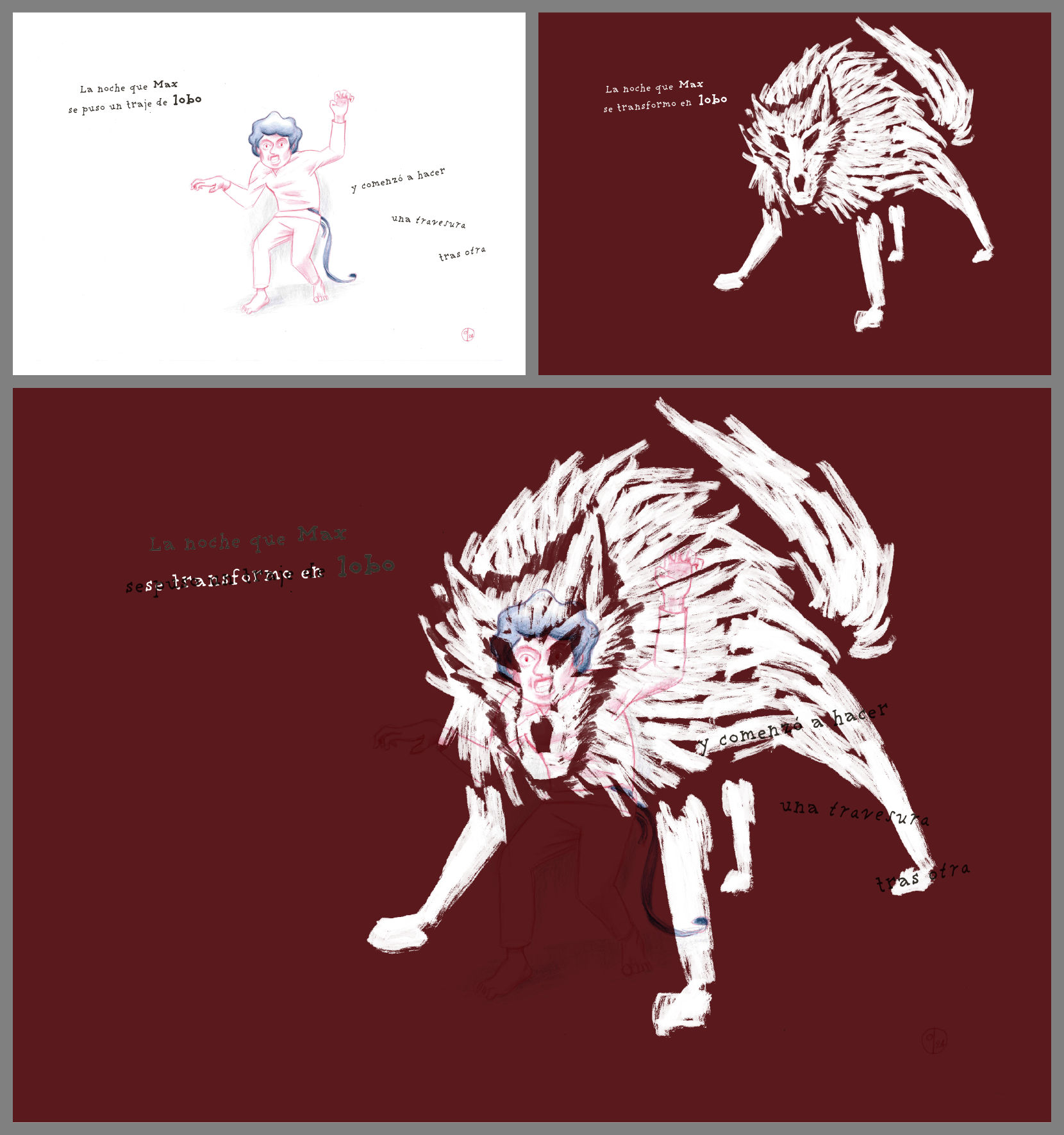 Process of the illustration by quasi for Where the Wild Things Are. A book by Maurice Sendak