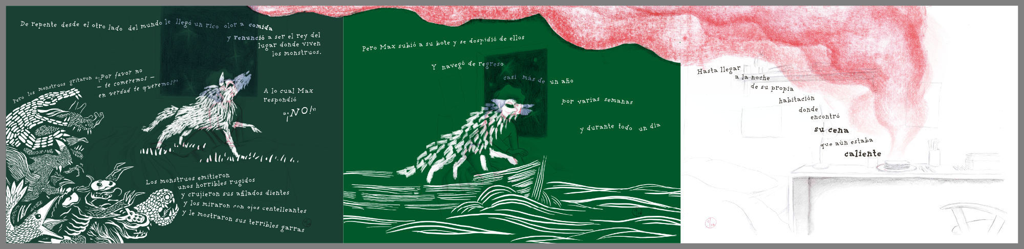 Process of the illustration by quasi for Where the Wild Things Are. A book by Maurice Sendak