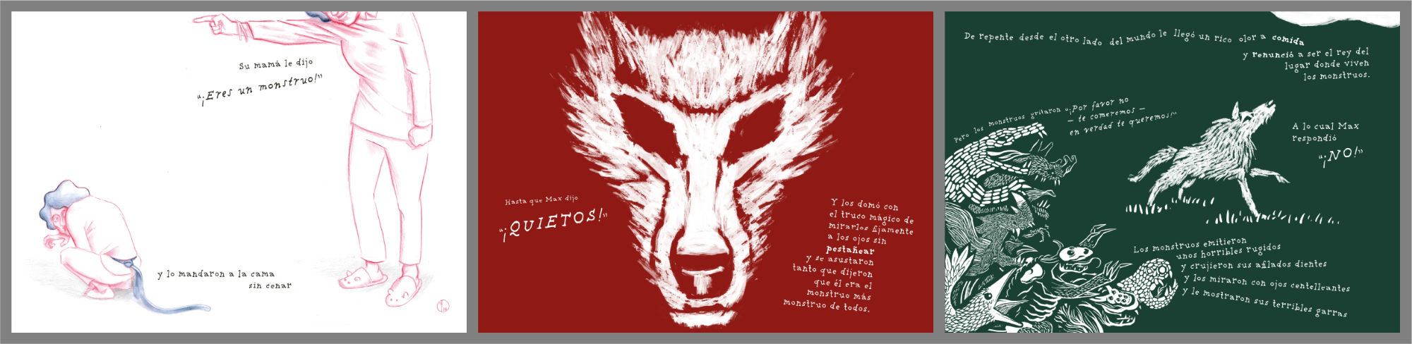 Process of the illustration by quasi for Where the Wild Things Are. A book by Maurice Sendak