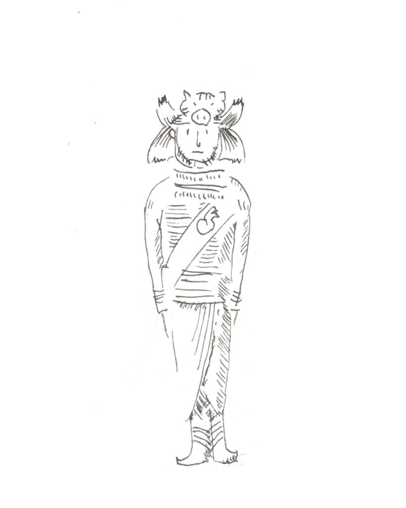 Drawing by quasi of a guard in an underwater city